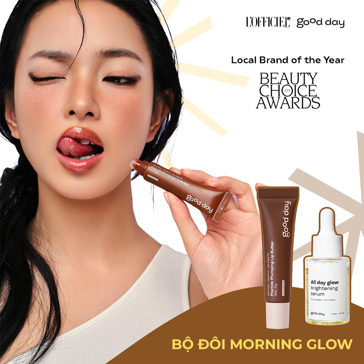 Morning Glow - Combo dưỡng da & môi Good Day Serum All Day Glow 30ml & Son dưỡng Bac Xiu 10ml