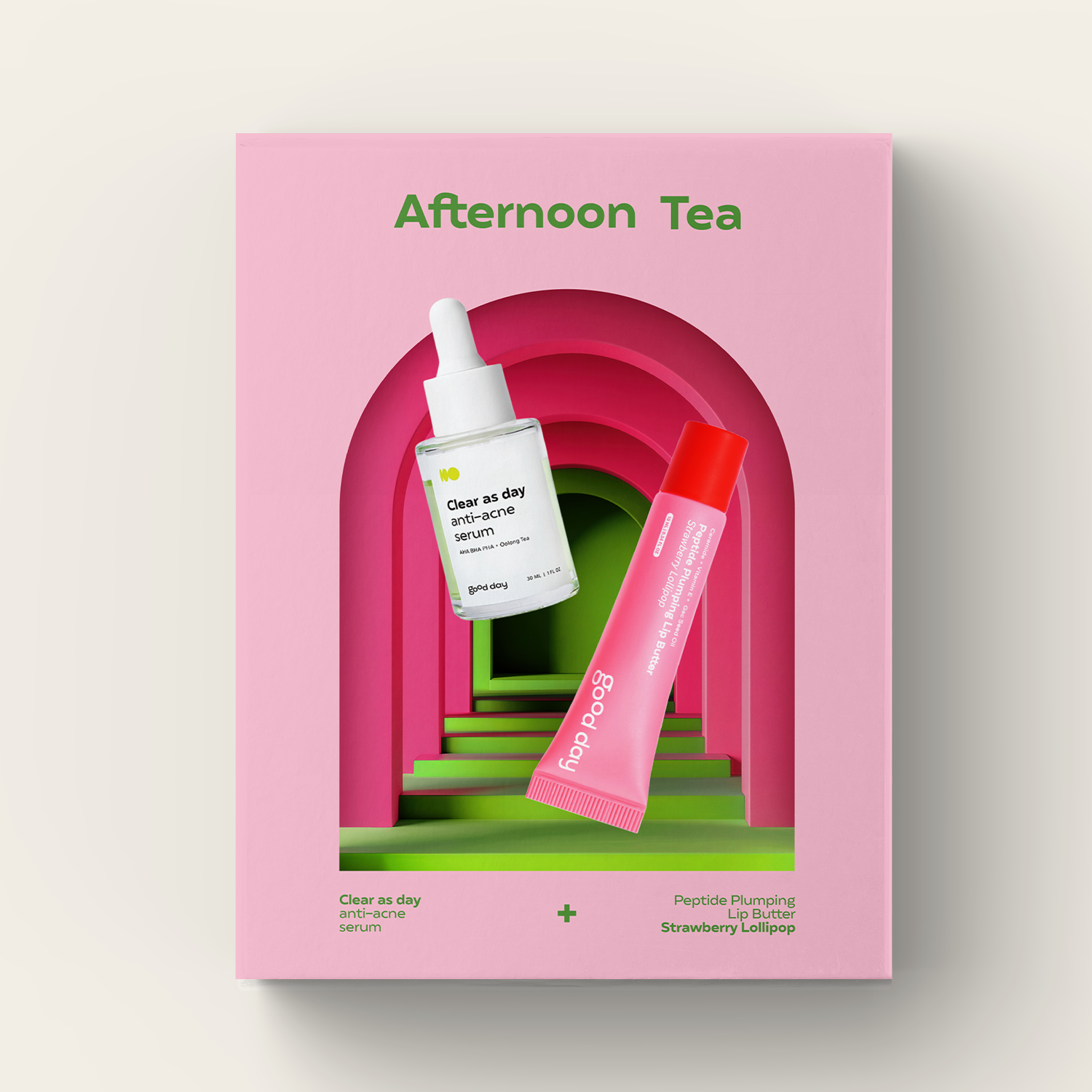 Afternoon Tea - Combo dưỡng da & môi Good Day Serum Clear as day 30ml & Son dưỡng Strawberry Lollipop 10ml