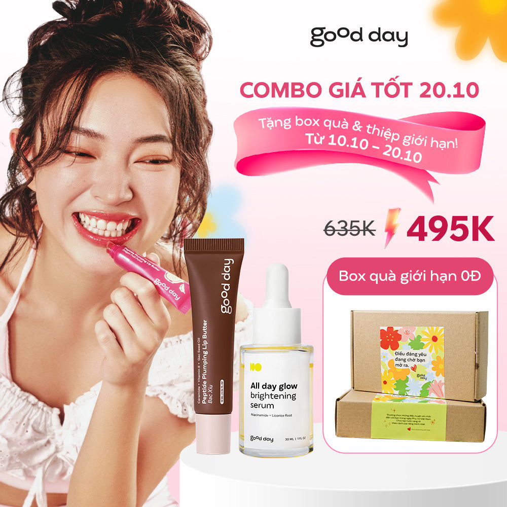 [Tặng box 20.10] Morning Glow - Combo dưỡng da & môi Good Day Serum All Day Glow 30ml & Son dưỡng Bac Xiu 10ml